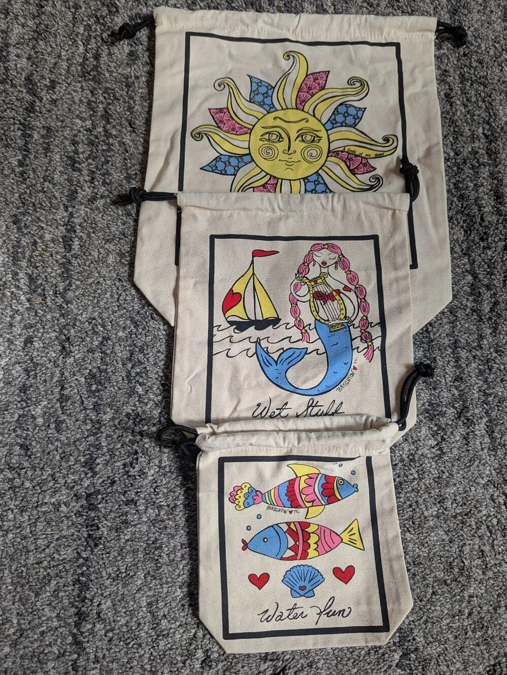 Brighton Canvas Drawstring Pouch Set Of 3
